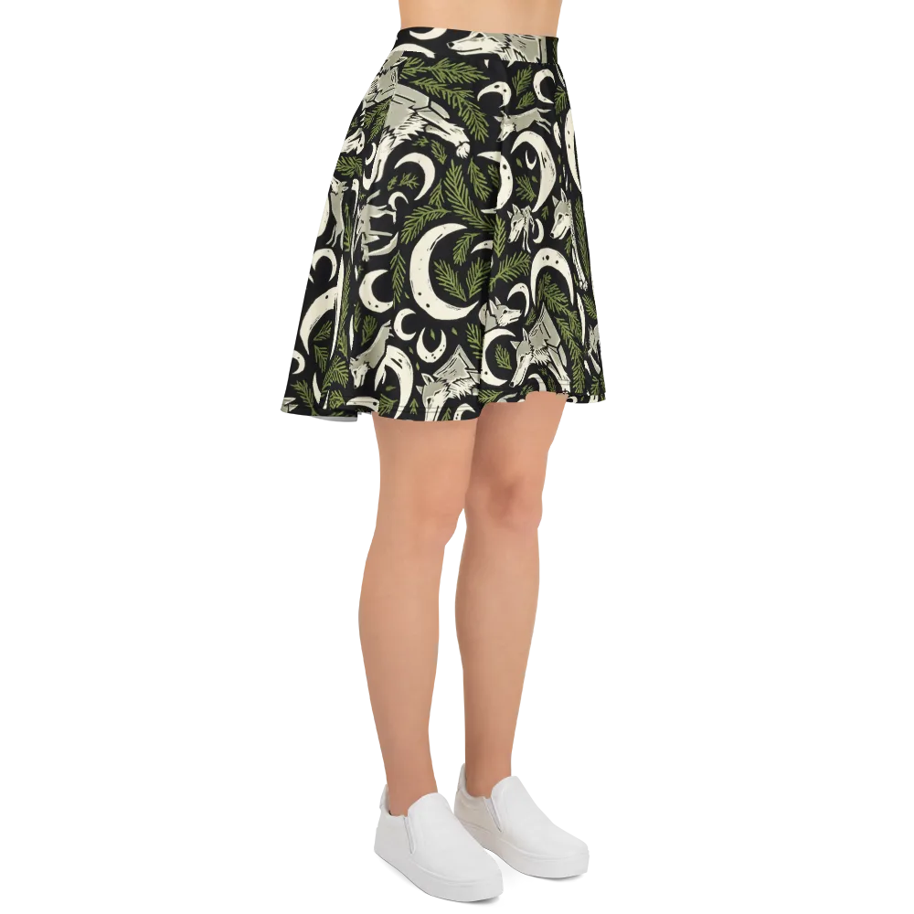 Lunar Pine Howl on Skater Skirt — Right