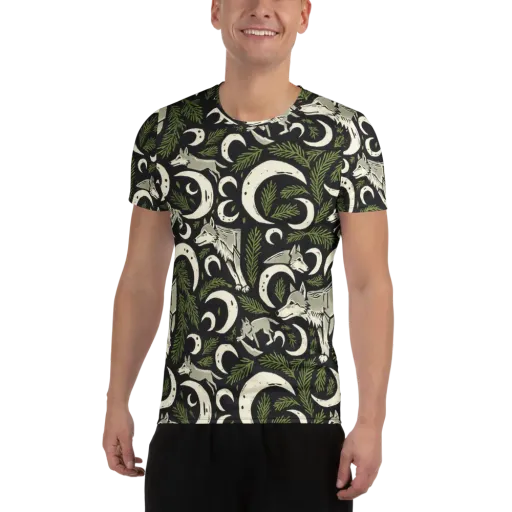 Lunar Pine Howl on a Men's Athletic T-Shirt