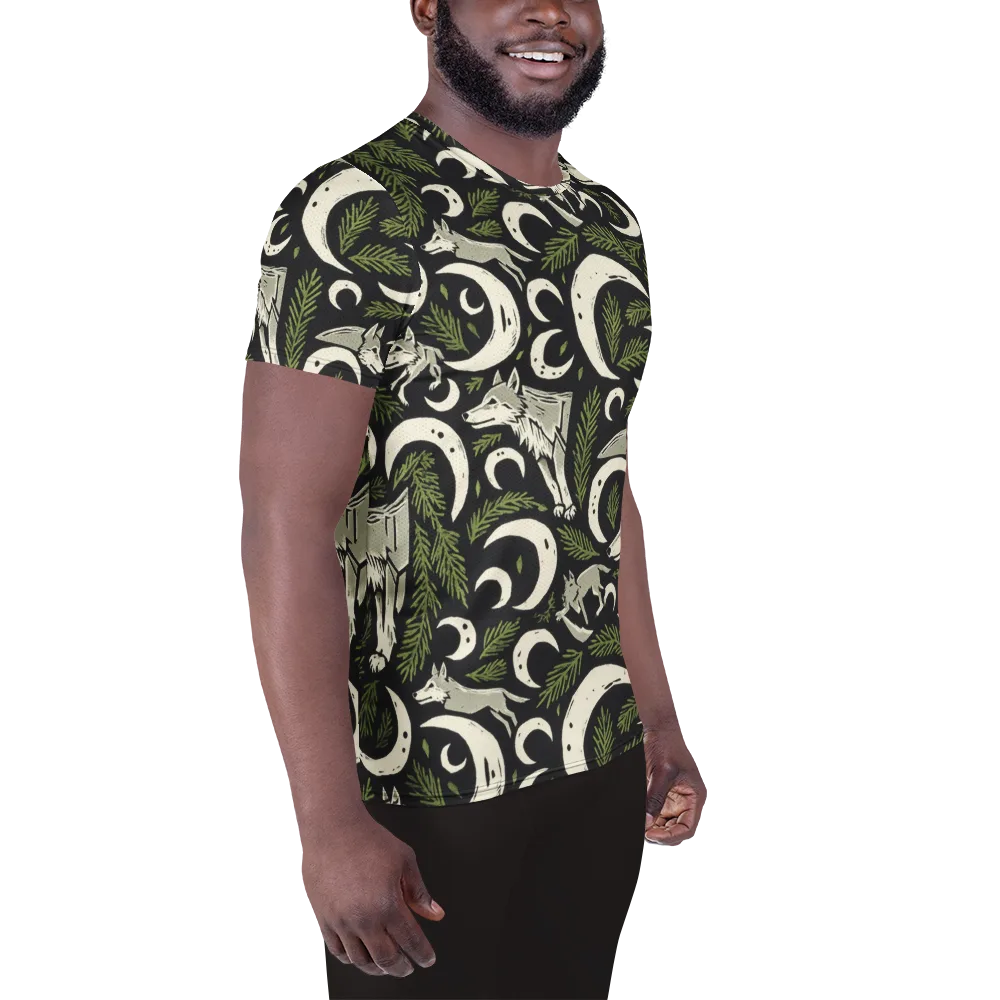 Lunar Pine Howl on Men's Athletic T-Shirt — Right