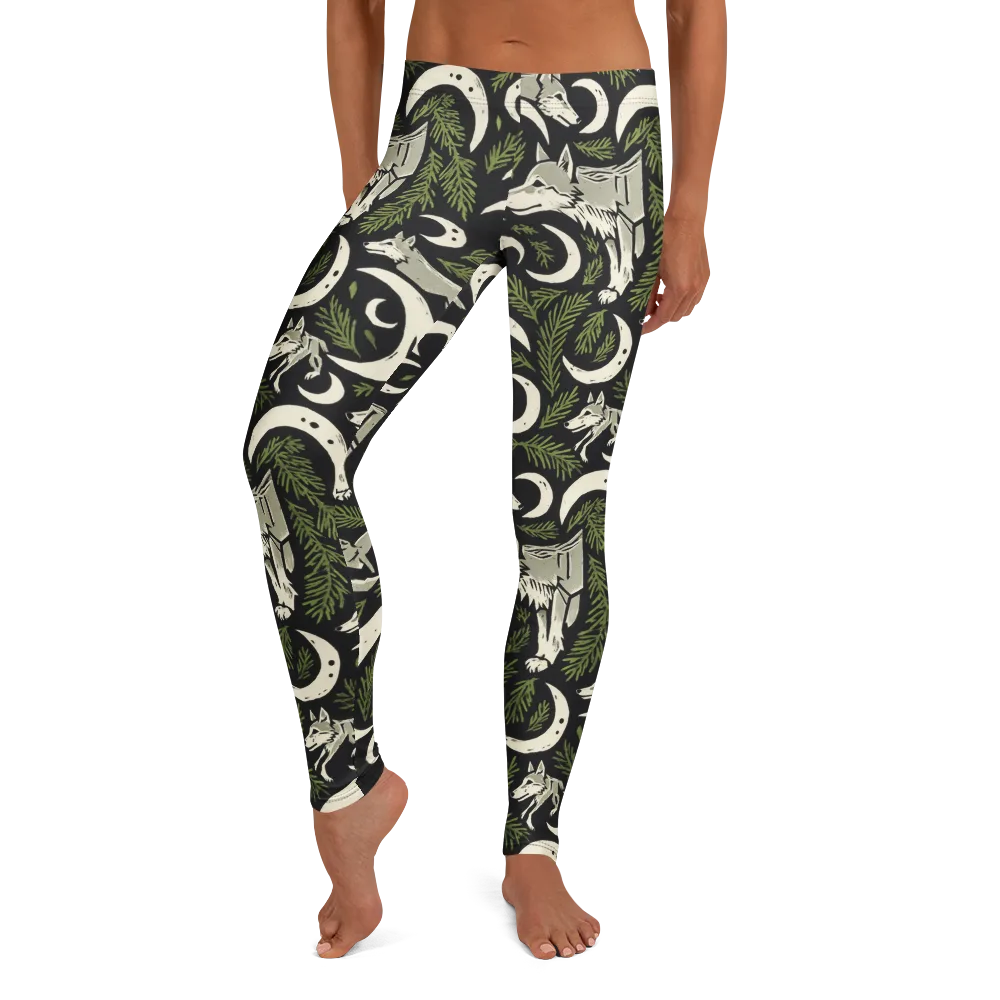 Lunar Pine Howl on Leggings — Front