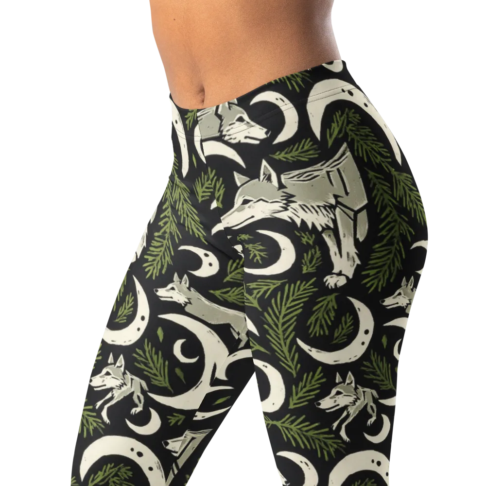 Lunar Pine Howl on Leggings — Left Front