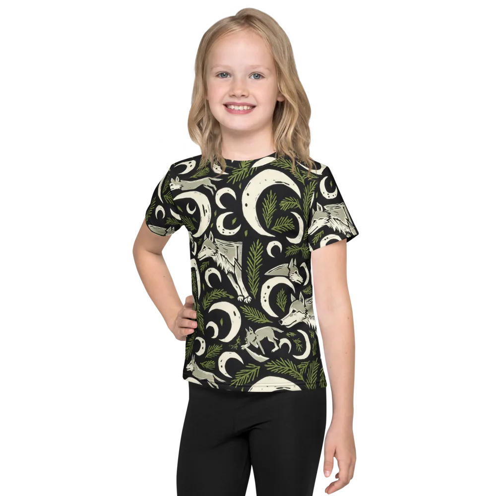 Lunar Pine Howl on Kids Crew Neck T-Shirt — Front