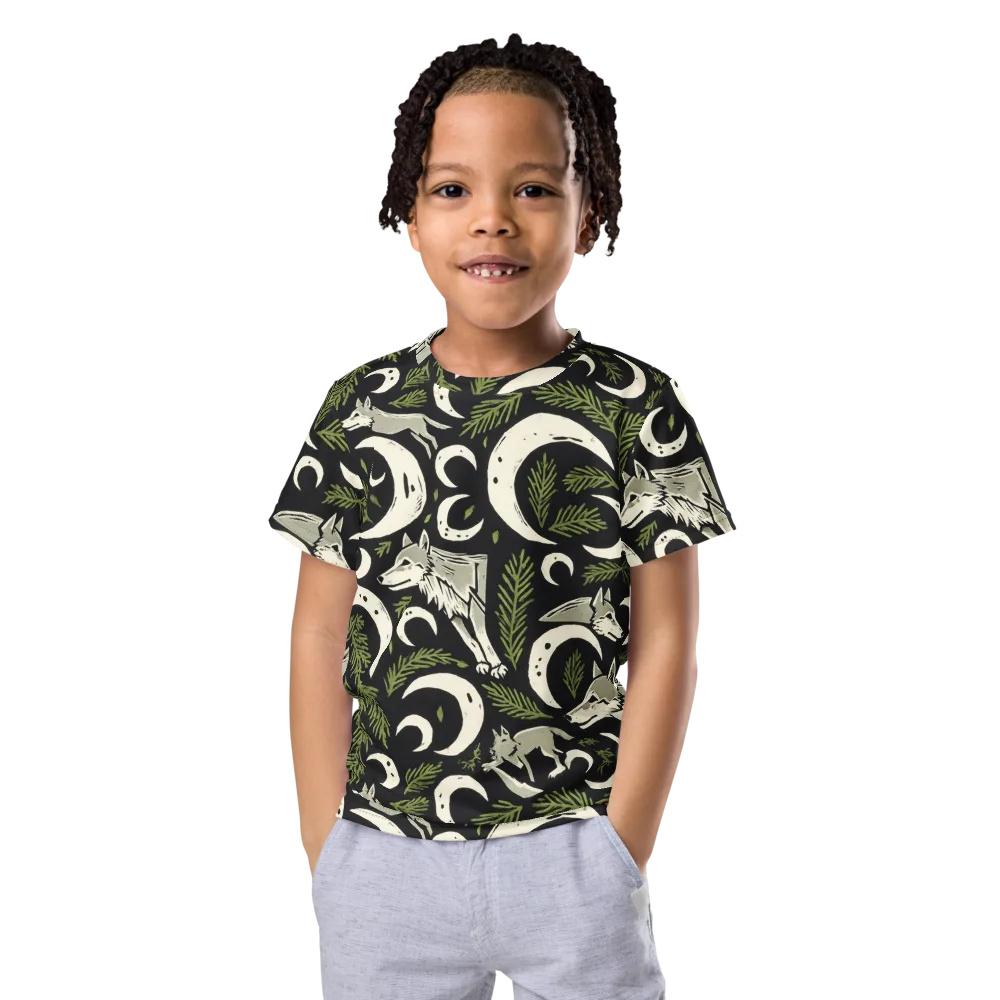 Lunar Pine Howl on Kids Crew Neck T-Shirt — Front