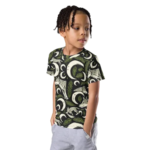 Lunar Pine Howl on a Kids Crew Neck T-Shirt