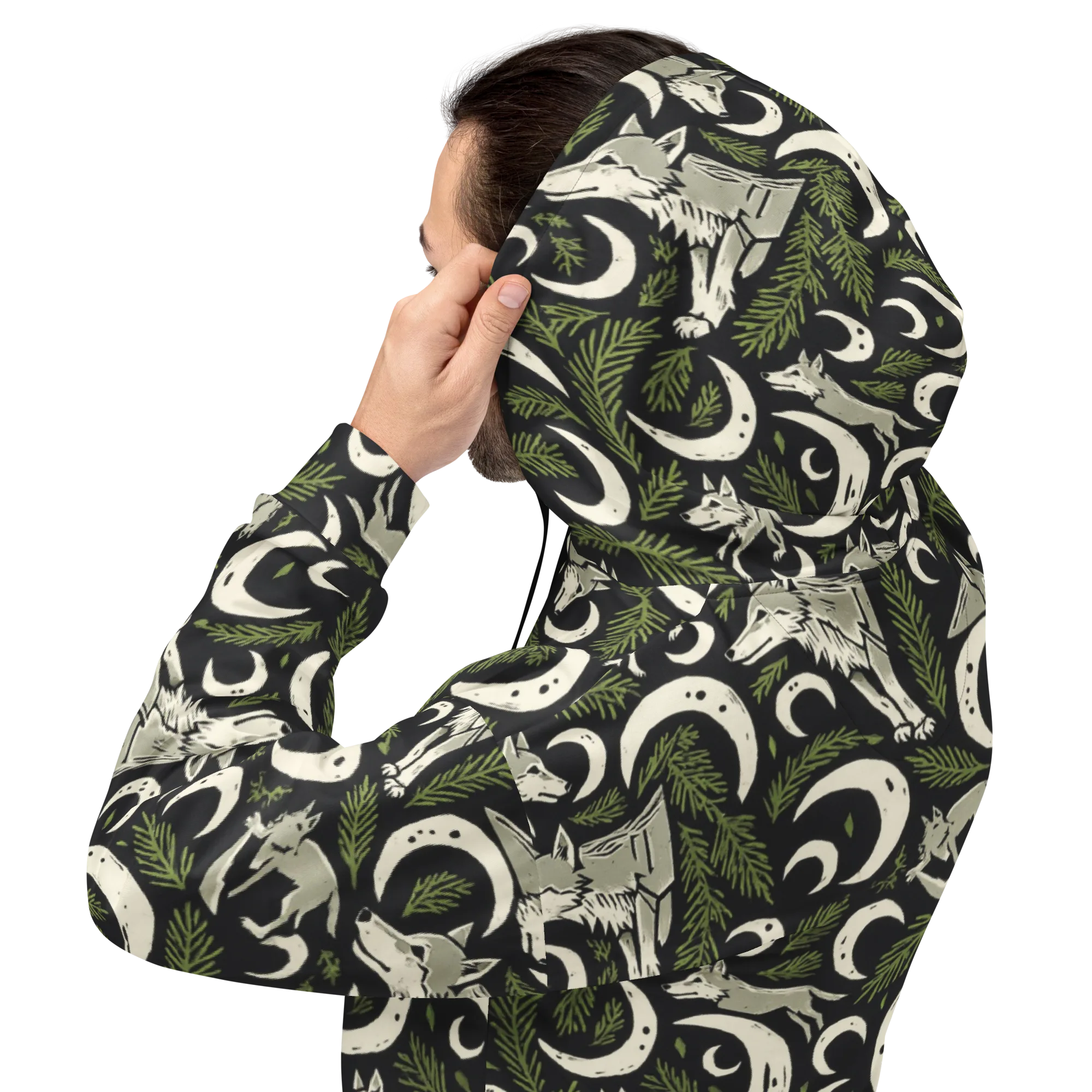 Lunar Pine Howl on Hoodie — Back