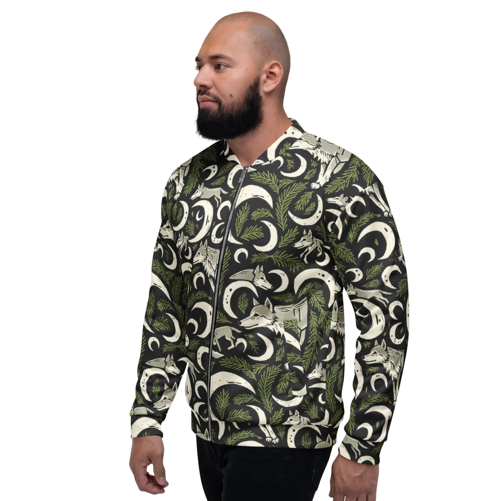 Lunar Pine Howl on Bomber Jacket — Left