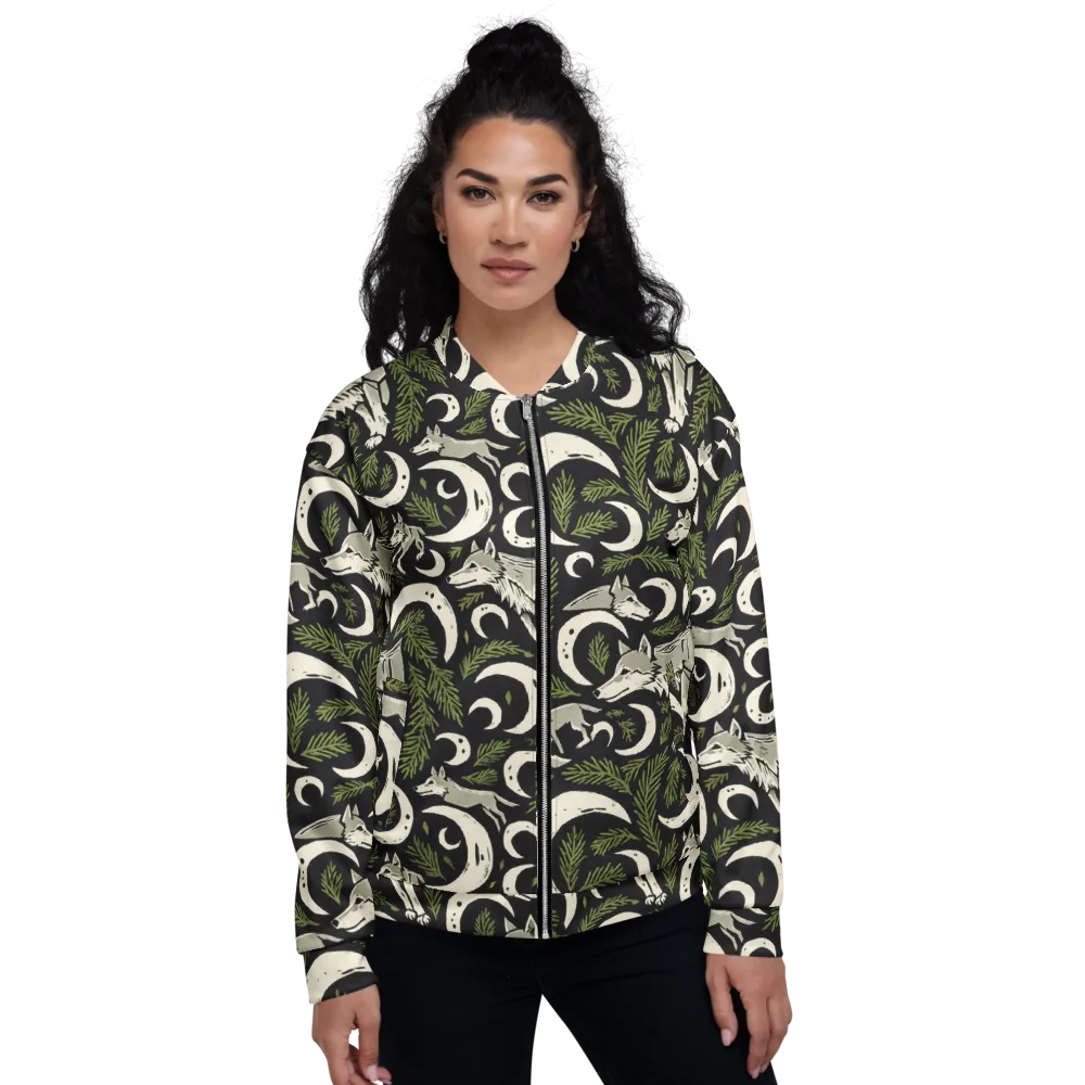 Lunar Pine Howl on Bomber Jacket — Front