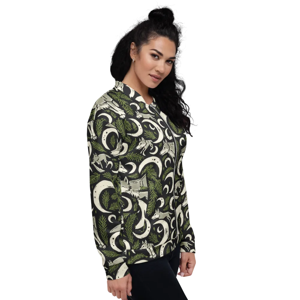 Lunar Pine Howl on Bomber Jacket — Right