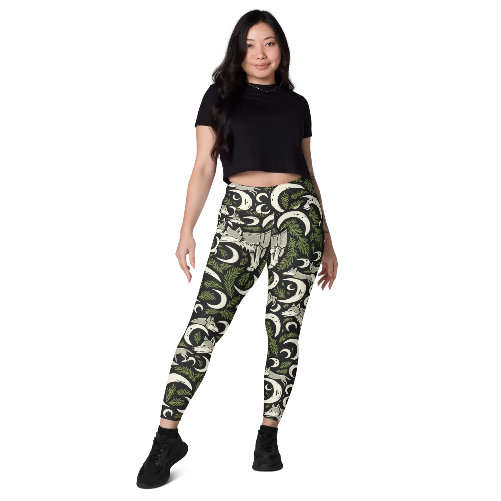 Lunar Pine Howl on Leggings with Pockets — Front