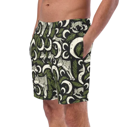 Lunar Pine Howl on a Swim Trunks