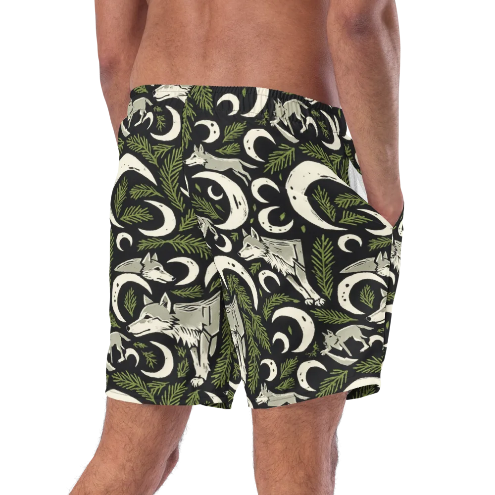 Lunar Pine Howl on Swim Trunks — Right Back