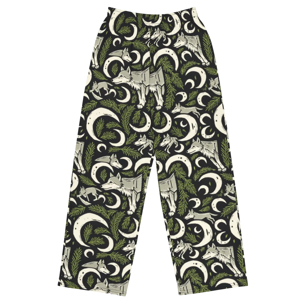 Lunar Pine Howl on Wide-Leg Pants — Front