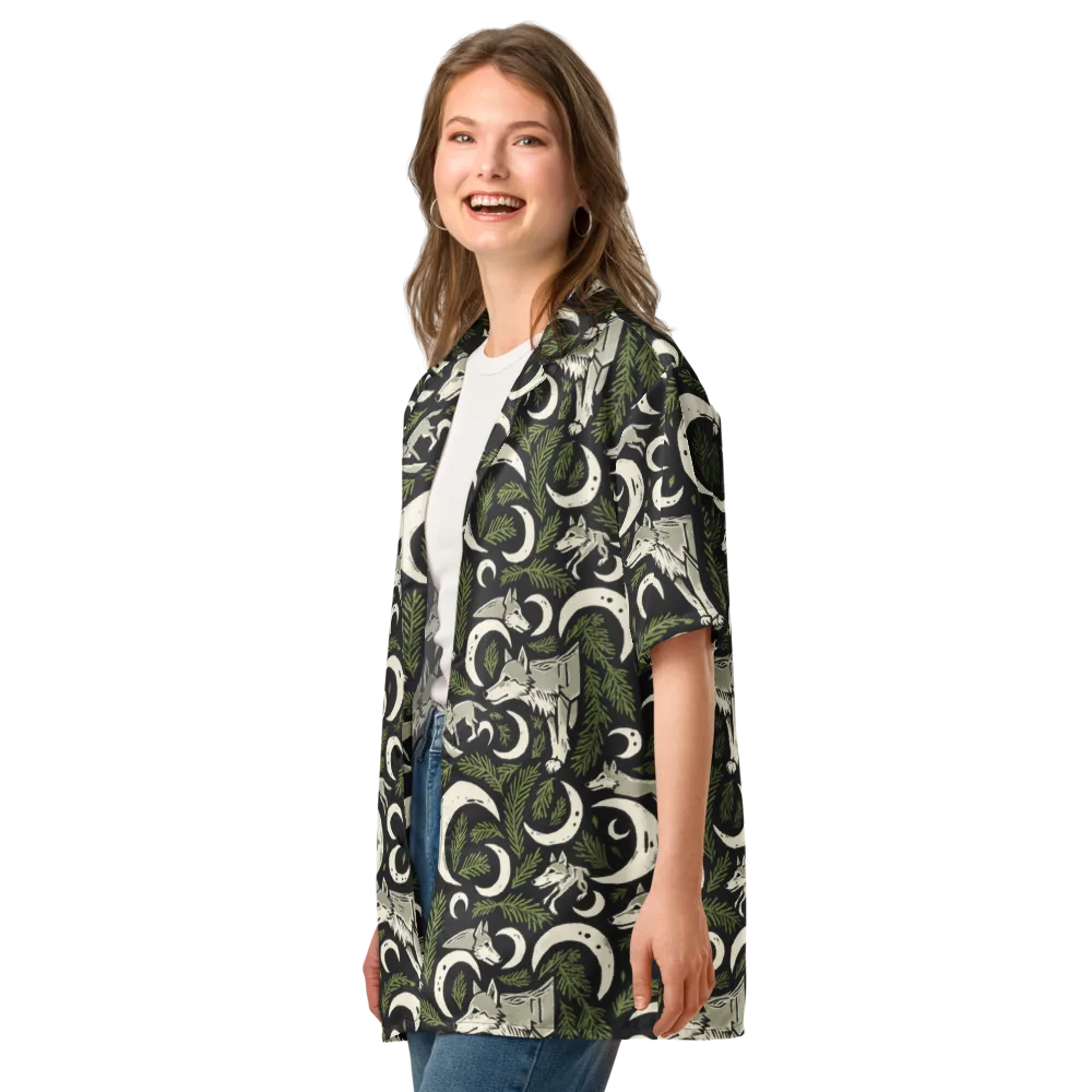 Lunar Pine Howl on Button Shirt — Left Front