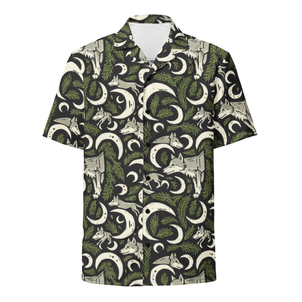 Lunar Pine Howl on Button Shirt — Front