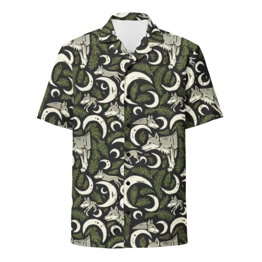 Lunar Pine Howl on a Button Shirt