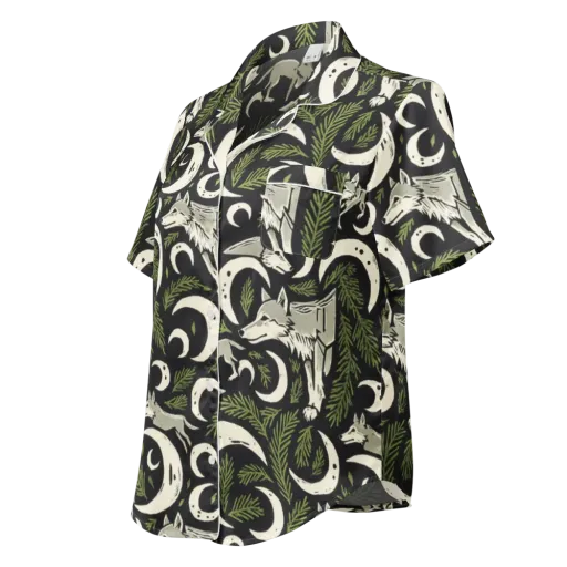 Lunar Pine Howl on a Women's Short Sleeve Pajama Top