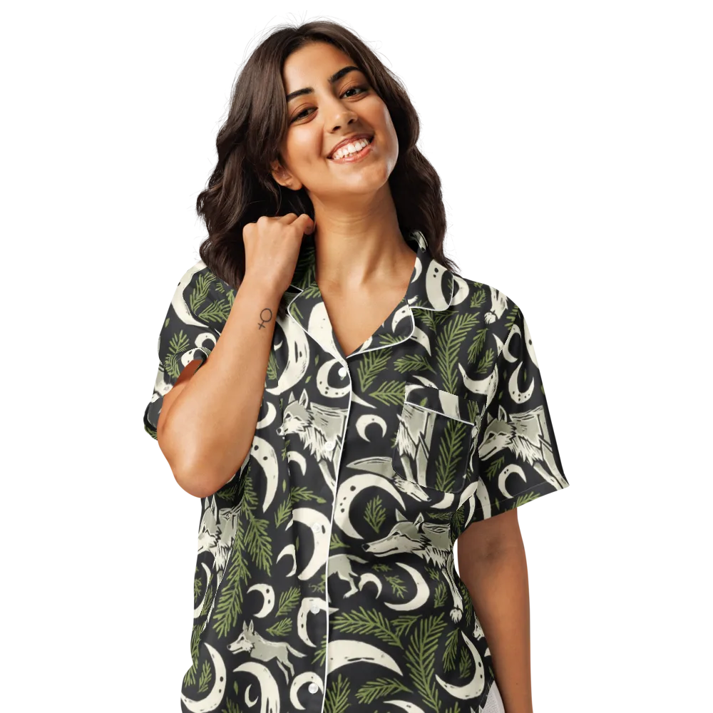 Lunar Pine Howl on Women's Short Sleeve Pajama Top — Front