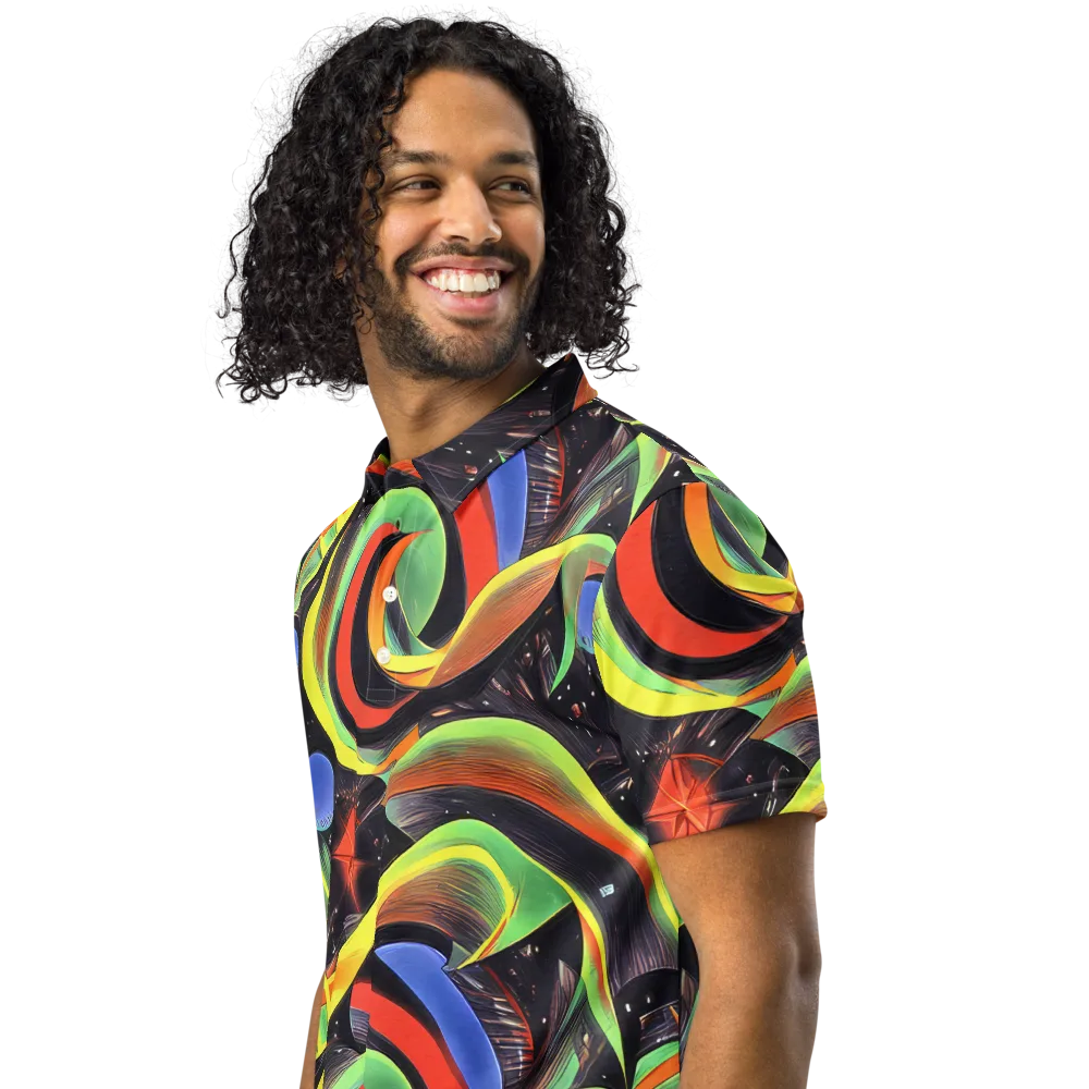Tenggren Whirl on Men's Slim Fit Polo Shirt — Left Front