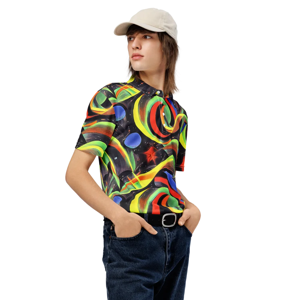 Tenggren Whirl on Men's Slim Fit Polo Shirt — Right Front