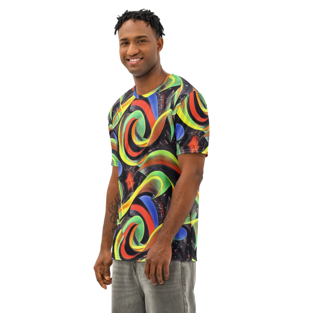 Tenggren Whirl on Men's Cotton Crew Neck T-Shirt — Left Front