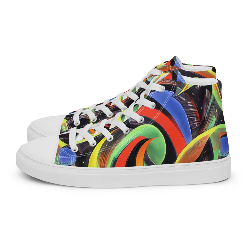 Tenggren Whirl on Men's High Top Canvas Shoes — Left