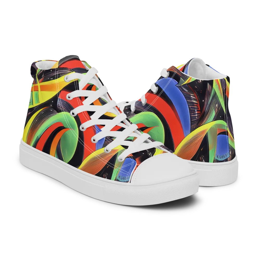 Tenggren Whirl on Men's High Top Canvas Shoes — Right