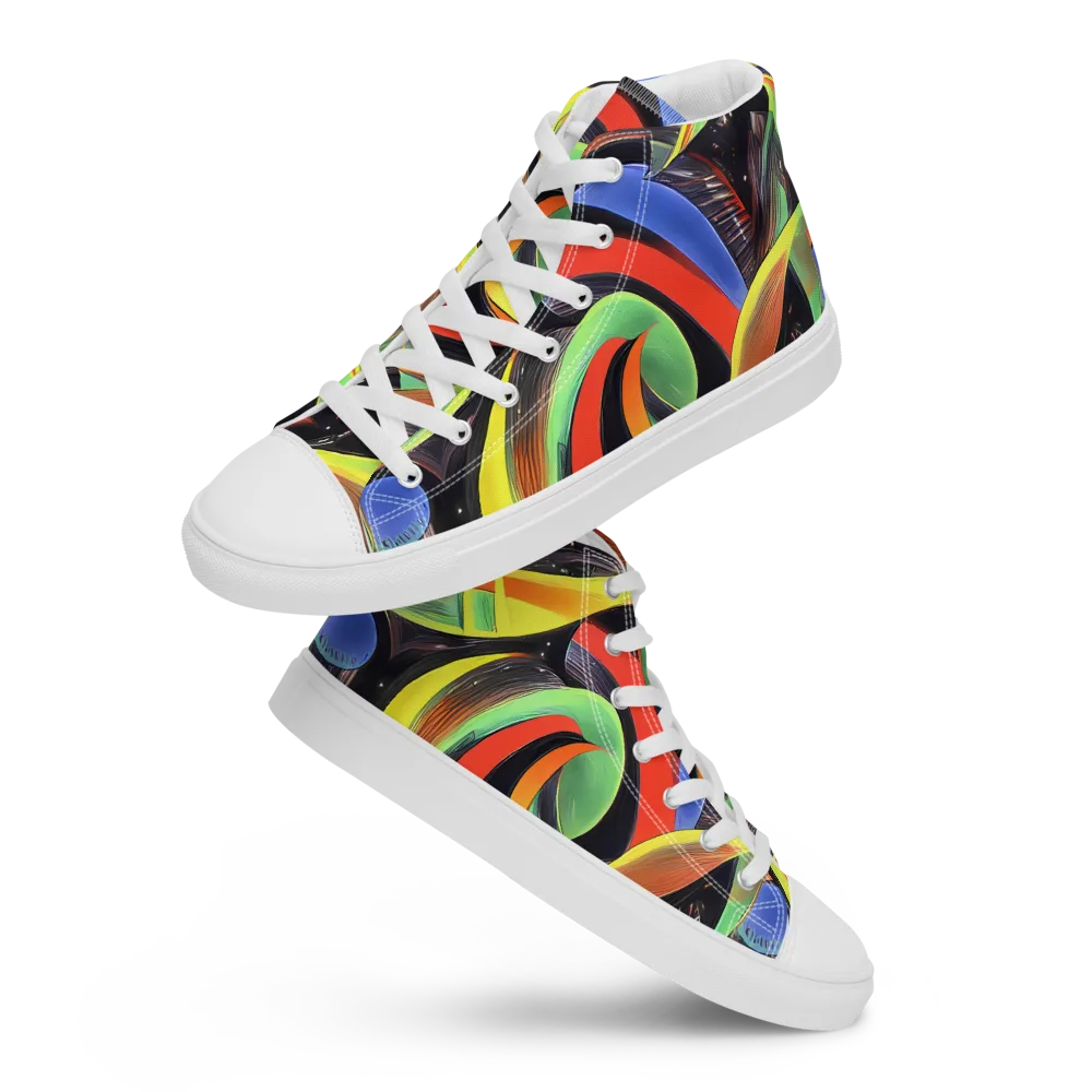 Tenggren Whirl on Men's High Top Canvas Shoes — Front