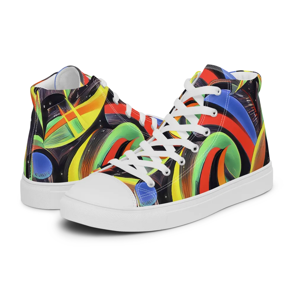 Tenggren Whirl on Women's High Top Canvas Shoes — Left