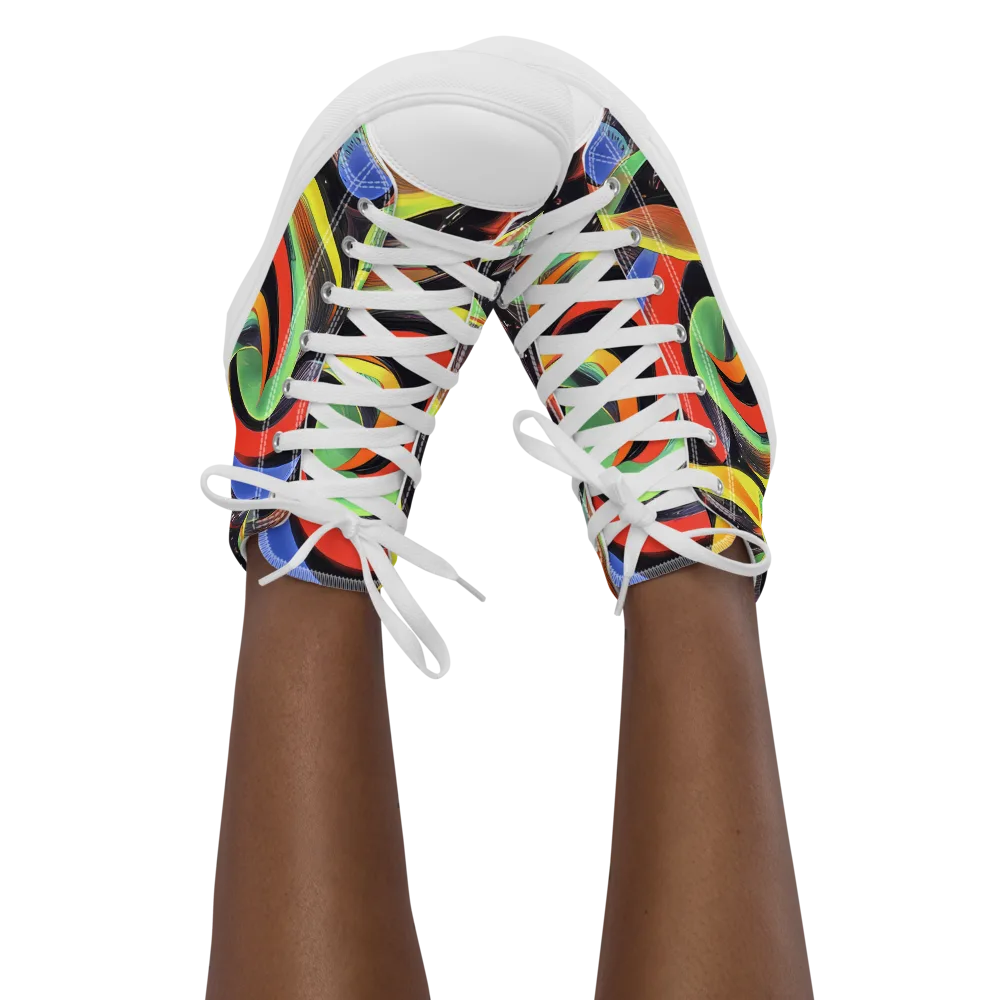 Tenggren Whirl on Women's High Top Canvas Shoes — Front