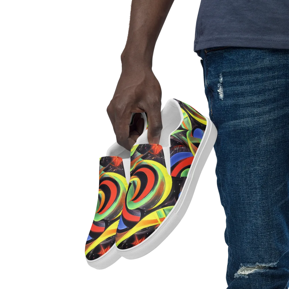 Tenggren Whirl on Men's Slip-On Canvas Shoes — Left Front
