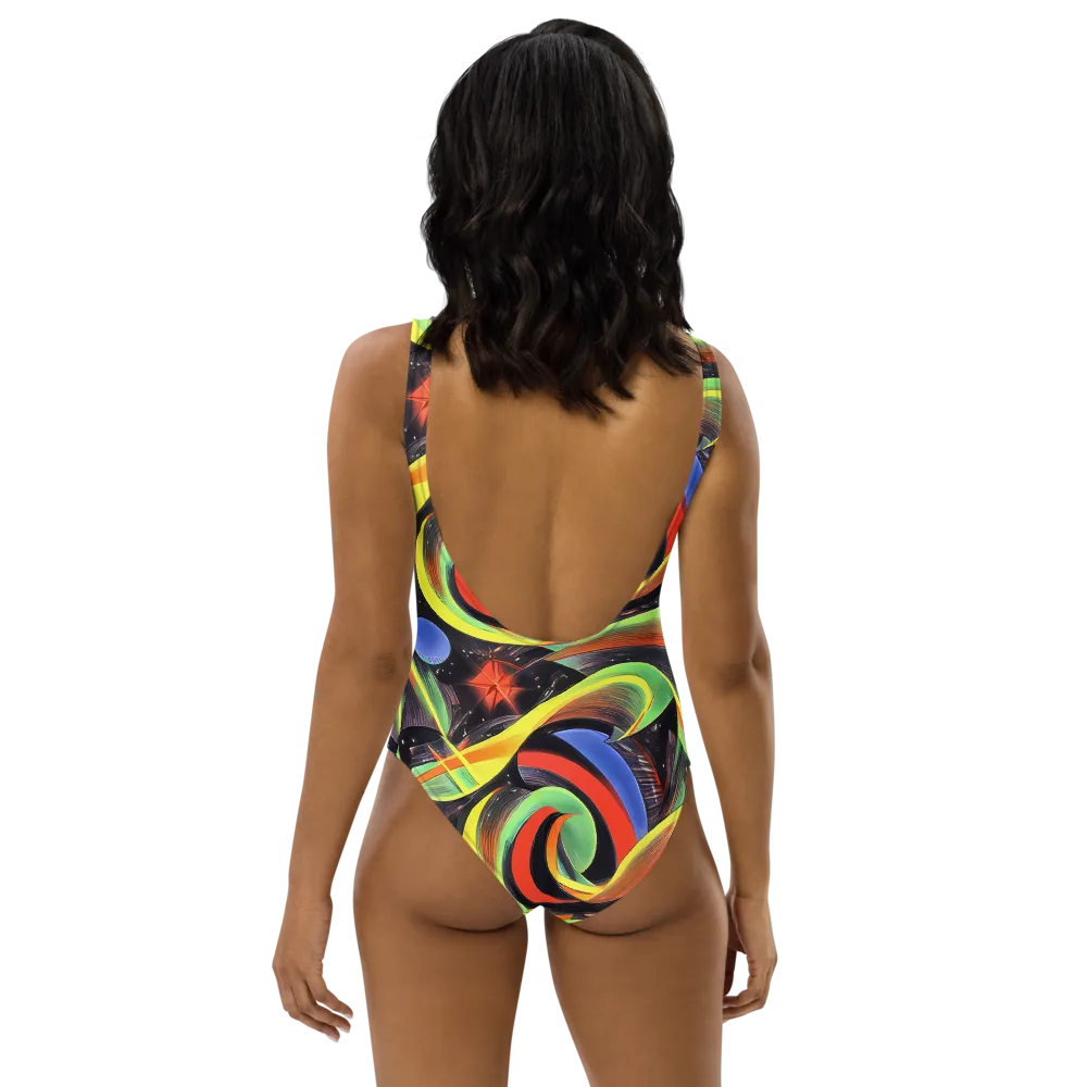 Tenggren Whirl on One-Piece Swimsuit — Back