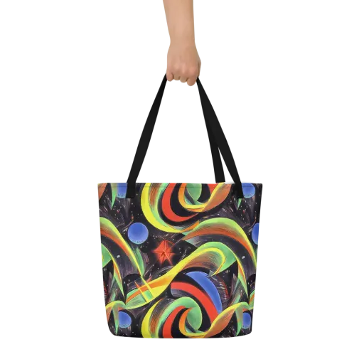 Tenggren Whirl on a Large Tote Bag W/ Pocket