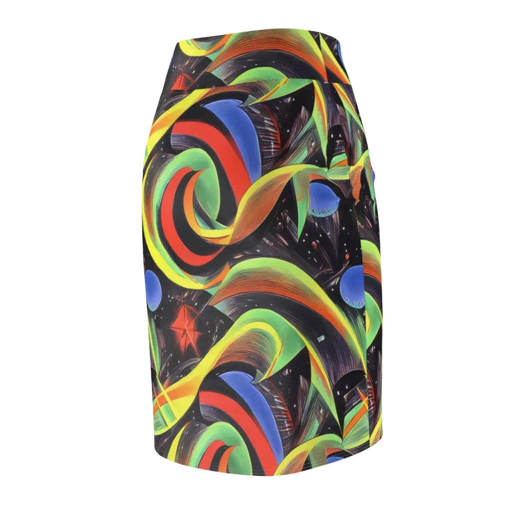 Tenggren Whirl on Pencil Skirt — Back Side