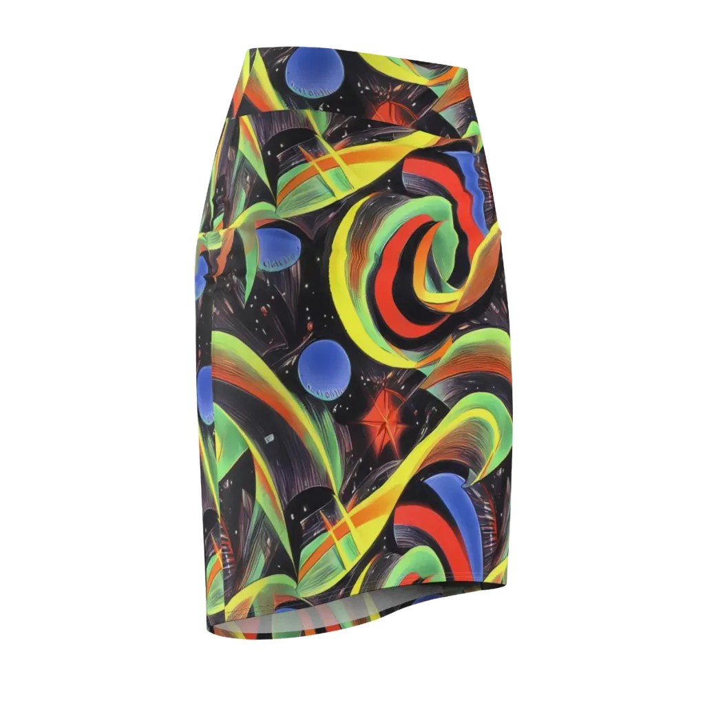 Tenggren Whirl on Pencil Skirt — Front Side