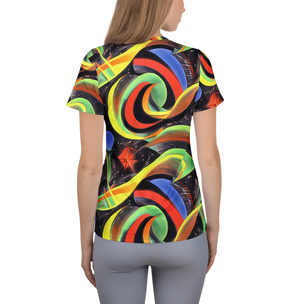 Tenggren Whirl on Women's Athletic T-Shirt — Back