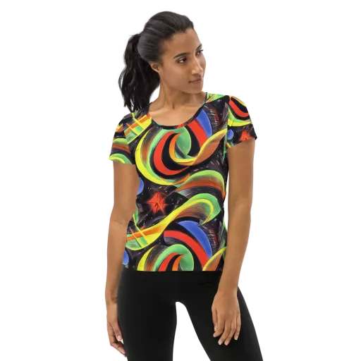 Tenggren Whirl on a Women's Athletic T-Shirt