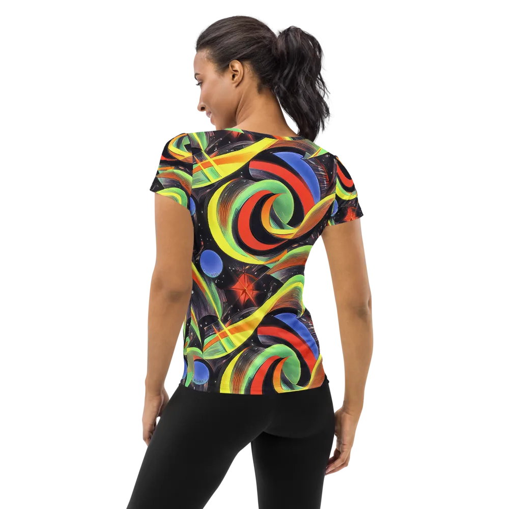 Tenggren Whirl on Women's Athletic T-Shirt — Back
