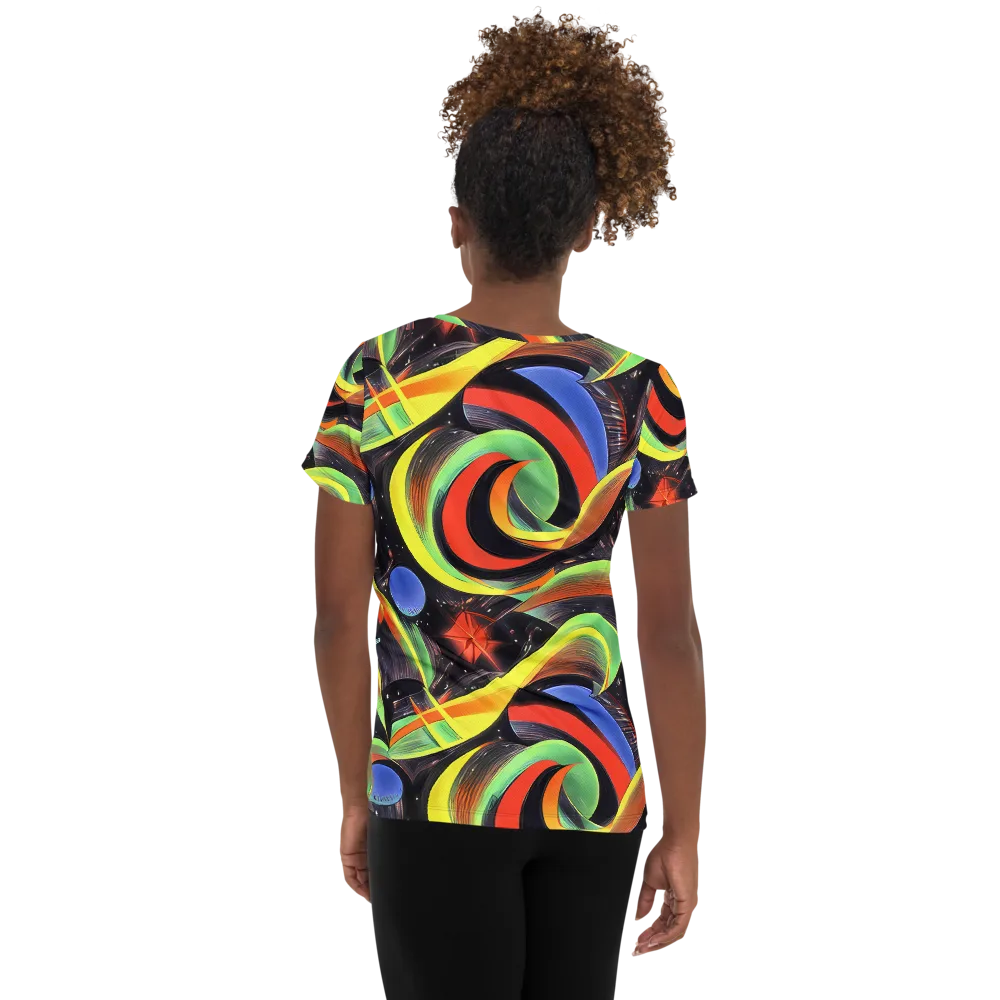 Tenggren Whirl on Women's Athletic T-Shirt — Back
