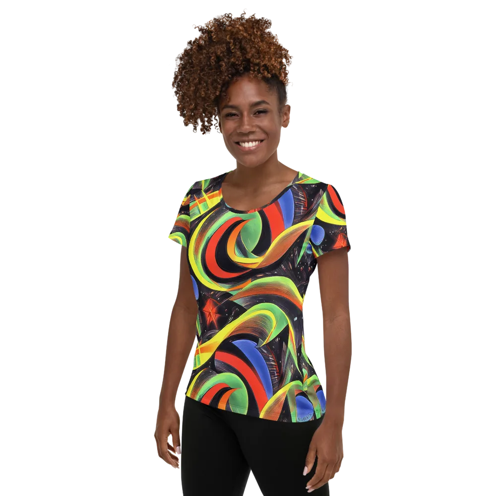 Tenggren Whirl on Women's Athletic T-Shirt — Left