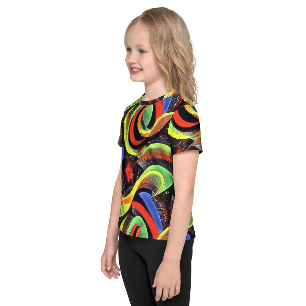 Tenggren Whirl on Kids Crew Neck T-Shirt — Left