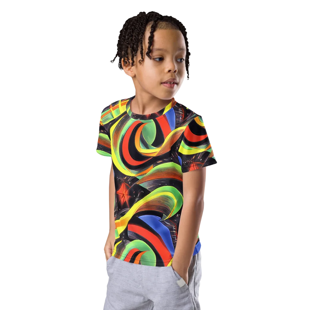 Tenggren Whirl on Kids Crew Neck T-Shirt — Left Front