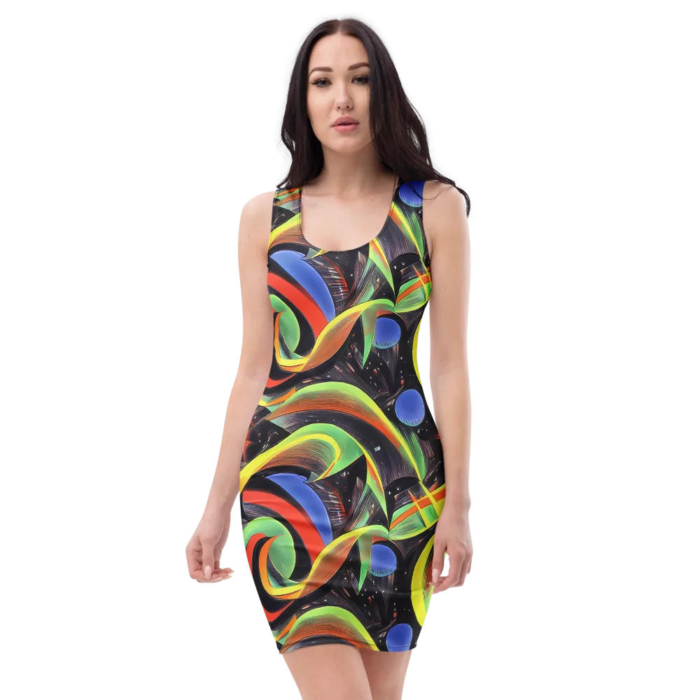 Tenggren Whirl on Bodycon Dress — Front