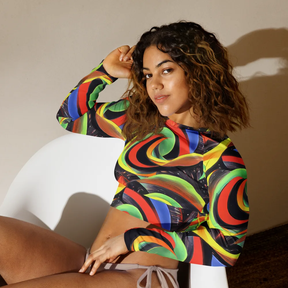 Tenggren Whirl on Long Sleeve Crop Top — Left Front