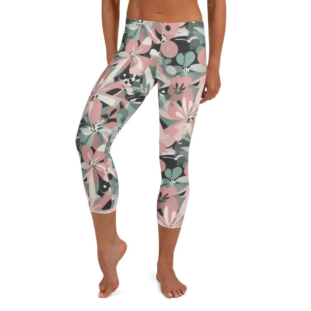 Petal Mirage on Capri Leggings — Front