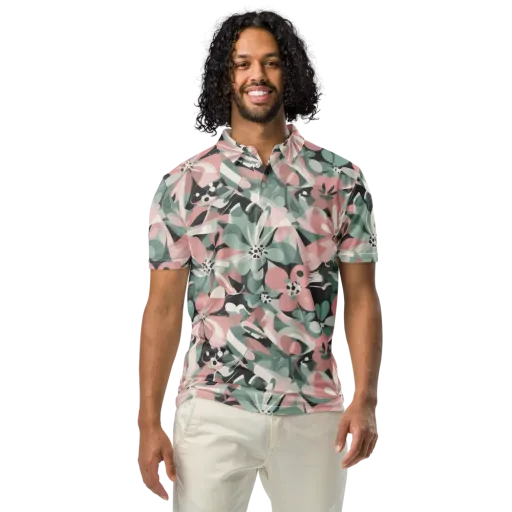 Petal Mirage on a Men's Slim Fit Polo Shirt