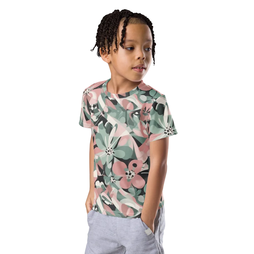 Petal Mirage on Kids Crew Neck T-Shirt — Left Front