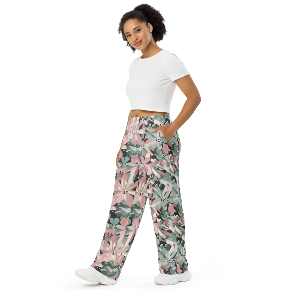 Petal Mirage on Wide-Leg Pants — Left Front