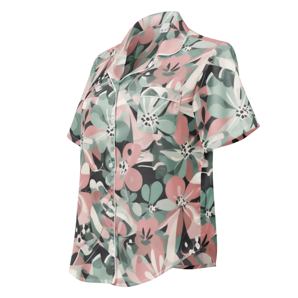 Petal Mirage on Women's Short Sleeve Pajama Top — Left Front