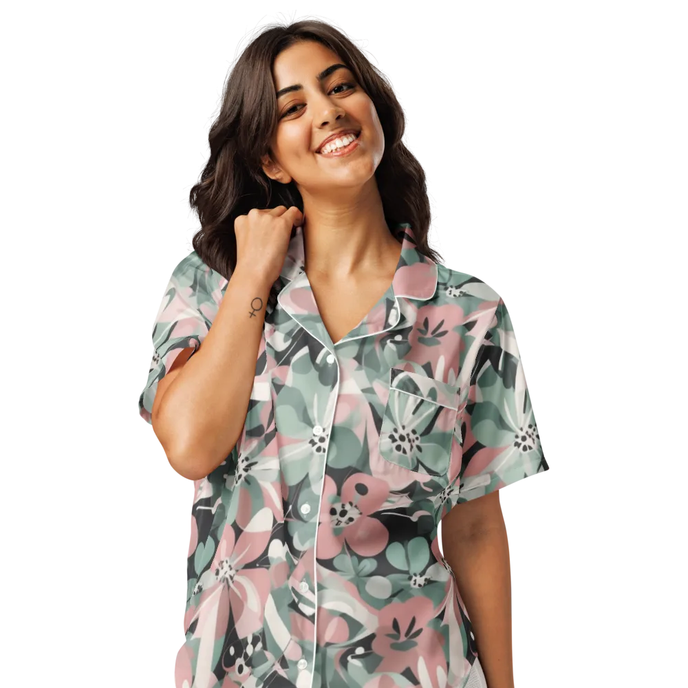 Petal Mirage on Women's Short Sleeve Pajama Top — Front