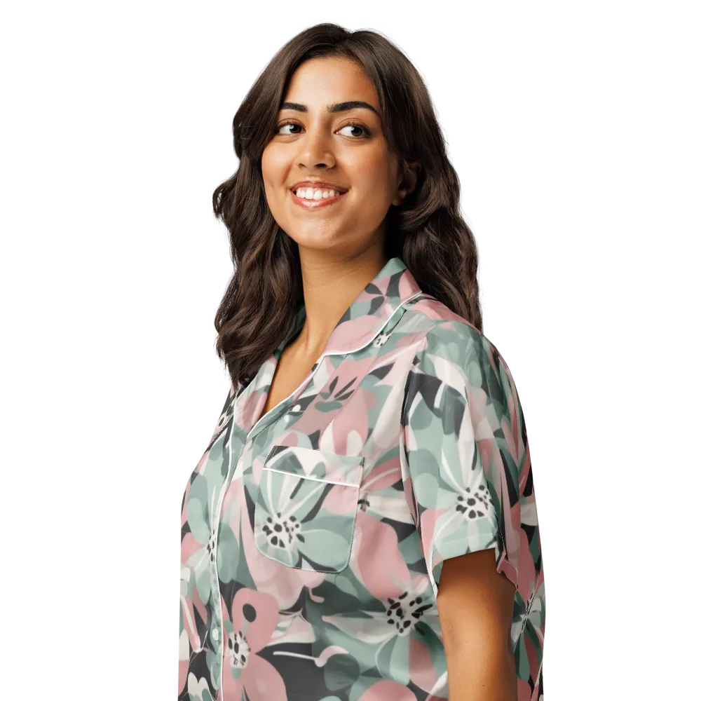 Petal Mirage on Women's Short Sleeve Pajama Top — Left Front